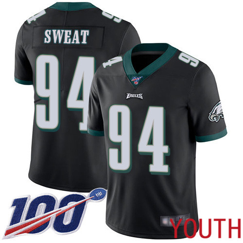 Youth Philadelphia Eagles #94 Josh Sweat Black Alternate Vapor Untouchable NFL Jersey Limited Player Season->youth nfl jersey->Youth Jersey